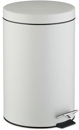 Relaxdays Poubelle pour la Salle de Bain ou la Cuisine, 20 litres, Couvercle, pédale, Design Mat, Blanche