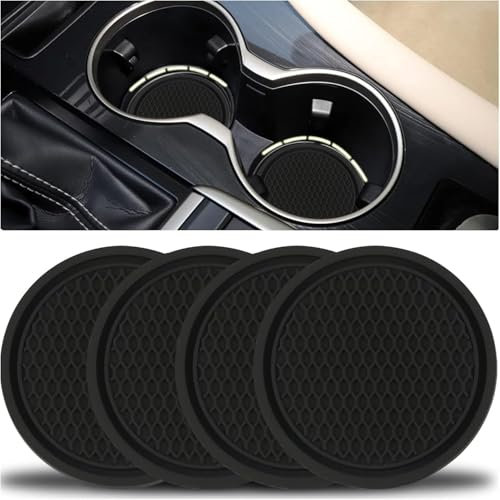 JGQFB 4 Stück Car Cup Holder Coasters für VW Sharan II, Auto Becherhalter Matte, Auto Getränkehalter Einsatz, Auto Untersetzer,A/Black