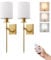 EDISHINE 2 Stück Akku Wandleuchte Innen, RGB LED Wandlampe Ohne Stromanschluss, Kabellose Wandleuchte dimmbar mit Fernbedienung, 12 Farben & 2 dynamische Modi & 3 Farbtemperaturen, USB Aufladbar，Gold