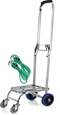 JFNHUTL Handkarren aus Edelstahl, zusammenklappbar, tragbar, 4-Rad-Wagen ist leicht und tragbar, Tragkraft 80 kg, praktisch und platzsparend/43 x 51 x 96 cm