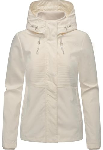 Ragwear Damen leichte wasserdichte und atmungsaktive Übergangsjacke Sommerjacke kurz mit Verstellbarer Kapuze mit feiner Rillenstruktur Sunniva B YOUMODO XS-3XL