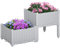 Outsunny Juego de 2 Jardineras de Exterior Jardineras Cuadradas Imitación a Mimbre Combinación Libre Maceteros para Jardín Patio 40x40x26/44 cm Gris