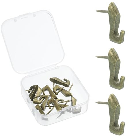 sourcing map 10 ganchos de aleación de zinc para colgar fotos, tachuelas para el pulgar con clavos para pared y tablero de madera, bronce