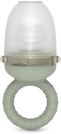 Suavinex, Chupete Fruta Bebé, Alimentador Antiahogo de Silicona Grado Alimentario, con Tapa, Fácil de Limpiar, Apto Lavavajillas, Apto Congelador, Alivia las Encías, Ideal BLW, +6 Meses, Verde