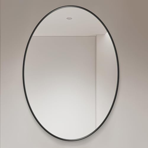 Ovaler schwarzer Badezimmer-Schminkspiegel, 50 x 70 cm, Wandmontage, Make-up- und Rasierspiegel, erhältlich in den Größen 40 x 60 cm und 60 x 80 cm