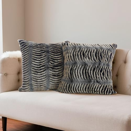 inchgrass Fell Kissenbezüge 45.7x45.7 cm - Luxuriös Flauschiges 2er Set für Sofa & Bett, Super weiche dekorative Kissenhüllen Wohnzimmer A5