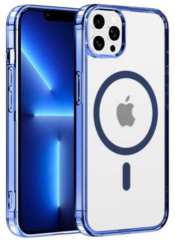 Coiwxmoi Cover Magnetica per Apple iPhone 13 Pro 6.1,Compatibile con Magsafe, Sottile Trasparente Morbido Silicone TPU + Hard PC Custodia Antiurto Anti-Graffio Protettiva Cover, Blu