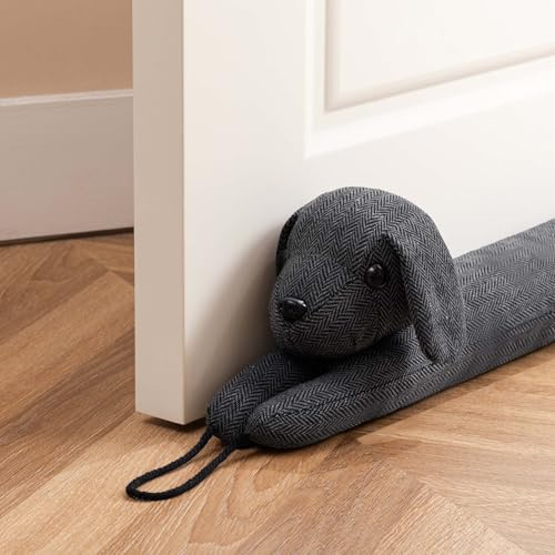 habibee Door Draft Stopper, Weighted Noise Blocker 38 in Grey Dog