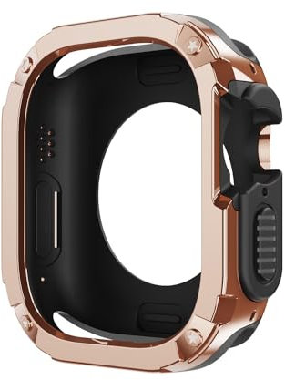 TYEMLM Custodia 2 in 1 per Apple Watch Series 8/7/SE/6/5/4 Ultra 41mm 45mm 40mm 44mm 49mm TPU PC paraurti protettivo antiurto per iwatch(Rose gold,Ultra 49mm)