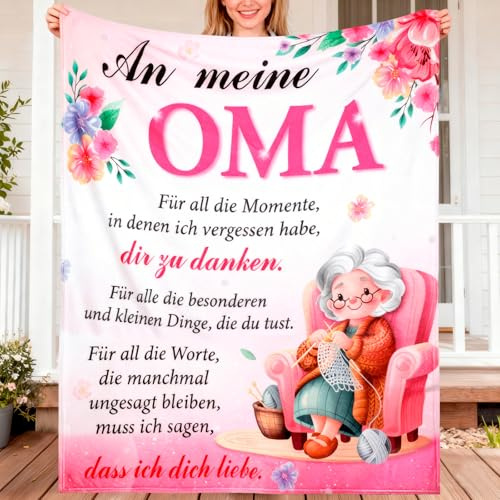 HOWAF Oma Geschenk, Oma Decke Kuscheldecke Flauschig, Geburtstag Jahrestag Weihnachten Geschenk, A