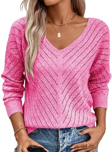 Razzlebelle Pull Femme Hiver Chaud Chic et Élégant col V Manche Longue Fin Leger Sweater