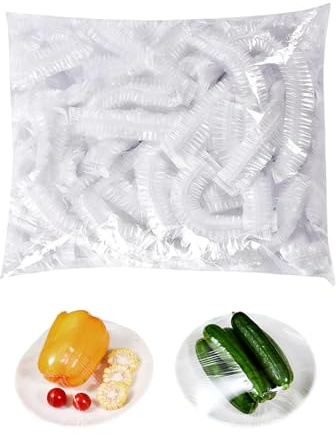 Earthel 300Pcs Food Covers,Plastic Fresher for Longer Bags with Stretch for Storage and Preservation of Vegetables Fruits and Meat,Cling Film Keep Food Fresher Longer