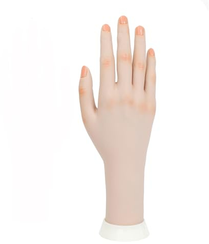 Manicure Practice Hands & Fingers Nail Hand Practice Model Flexible Movable Soft Plastic Hand for Fake Nail Art Starter Training(Right Hand) (Dark skin color)