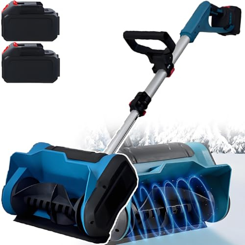 smafoseedding Commercial Electric Snow Sweeper - 600w Manual Snow Removal Machine, Snow Blower Cordless, Foldable Portable Snow Shovel, For Home Backyard, Outdoor Road 2batteries