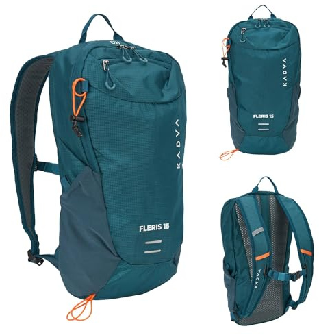 KADVA Fleris 15 l Rucksack - kompakter Tagesrucksack aus Polyamid, Netzeinsatz und Belüftung, Brustgurt, Innentasche und Camelbak, leichtes Urban-Touring, Organizer. (Türkisem)