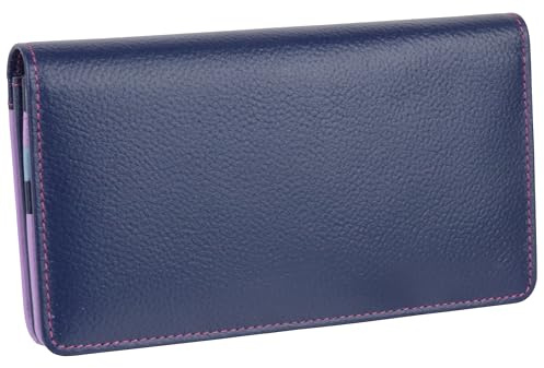 Golunski Leather Ladies Matinee Purse/Wallet RFID Protected - Navy/Lilac Multi