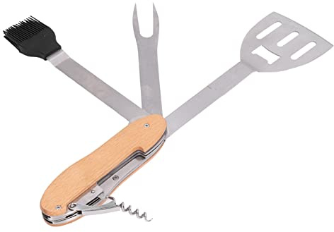 Eujgoov 5-in-1-BBQ-Multitool, Tragbares Grillset aus Edelstahl, Kraftsparende Zange, Ideal für Camping und Grillen