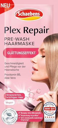 Schaebens Plex Repair pre-wash Haarmaske mit Glättungseffekt für Geschmeidigkeit und Pflege vor der Haarwäsche mit Provitamin B5 und Aloe Vera - VEGAN - 20 ml (Packung mit 5)