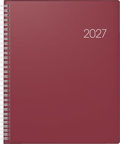 BRUNNEN Buchkalender Mod. Manager Wt 7 weektimer 2027 | 210×260 mm, Kunststoff, weinrot