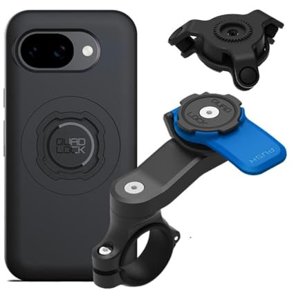 Quad Lock Support Téléphone pour Guidon de Moto avec Amortisseur de Vibrations et Coque MAG pour Pixel 10a