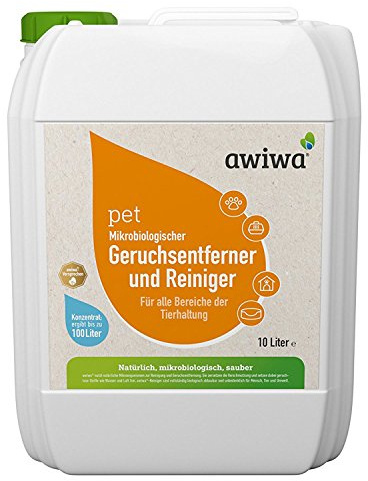 awiwa® pet Mikrobiologischer Tier-Geruchsentferner Konzentrat – gegen Tierurin Geruch & Flecken, für Hund Katze Haustier geruchsneutralisierend (10 Liter)
