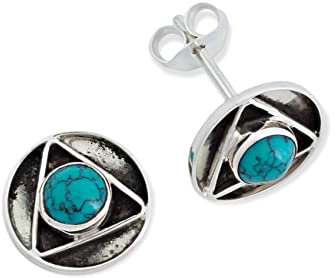 Ohrstecker 925 Silber Türkis Edelstein Ohrringe echt Silber Damen Sterling Silber Stecker Geschenk(MOS-053-15)