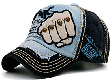 CHENNUO Vintage Basecap Distressed Cap Herren Baumwolle Baseballkappe Outdoor Sport Kappe (Schwarz)