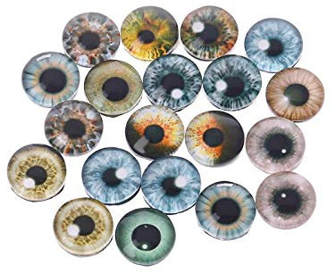 Lot de 20 yeux en verre pour décoration d'yeux de dinosaure - Fait à la main - 8 mm / 12 mm / 18 mm 8