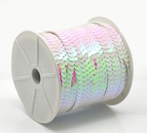 5 m Paillettenband 6 mm Holo oder AB-Farben (0,51€ je Meter) (Weiß Perlmutt)