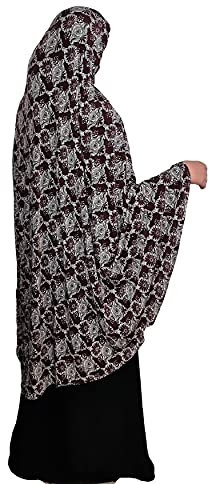 Yaqeen XL Khimar langes Hijab für Muslimah einteiliges dehnbares Kopftuch Lycra Material Chadors Arabien islamisches Gebetskleid muslimische Schals Body Cover, braun, 46