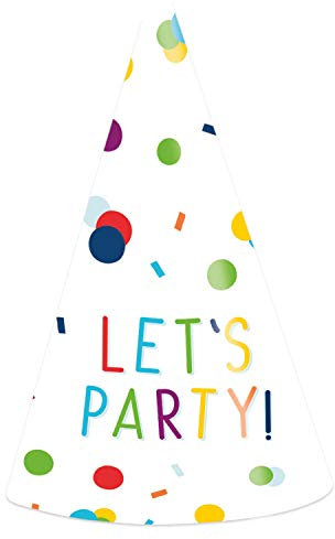 Amscan 9906356 - Partyhütchen Let´s Party, 8 Stück, Höhe circa 16 cm, Geburtstag, Hut