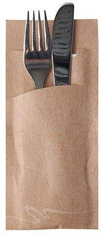 Papstar Bestecktaschen 20 cm x 8,5 cm natur inkl. weißer Serviette 33 x 33 cm 2-lag. 87455 Serviettentaschen Besteckservietten, 520 Stück