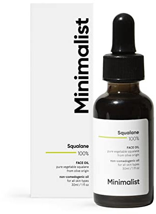 Minimalist Squalane 100% (Plant Derived) SuperLightweight Face Oil | Improves Skin Hydration, Provides light Moisturization & Reduces Fine Lines |Transparent, 30 ml (Pack of 1)