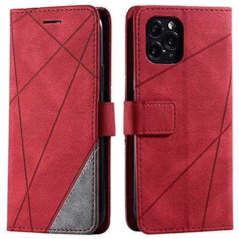 SONWO Case for iPhone 11 Pro Case, Premium Leather Flip Wallet Case Magnetic Closure Card Slots Kickstand Phone Case for iPhone 11 Pro, Red