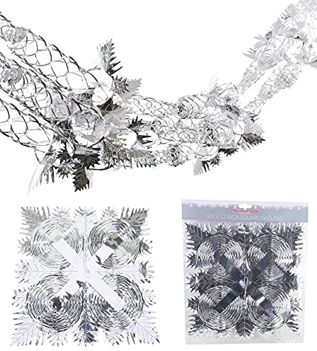 Christmas Concepts® Guirnalda de Papel de Aluminio Cuadrada Grande de 9 pies x 1 pies Decoración Colgante Festiva - Recorte de Navidad (Plata)
