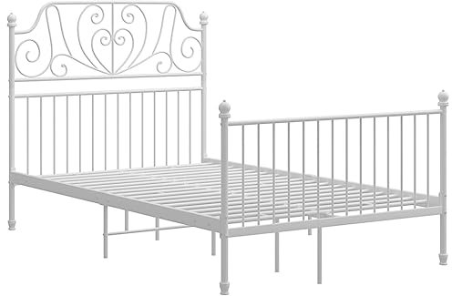 vidaXL Bettgestell Metallbett Schlafzimmer Bett Doppelbett Schlafzimmermöbel Bettrahmen Lattenrost Pulverbeschichtetes Metall Weiß 120x200cm