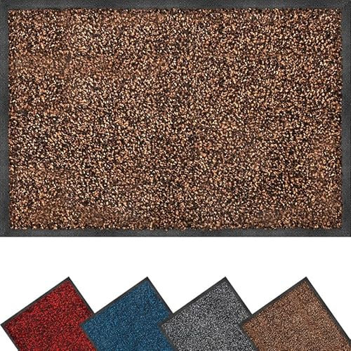 eXtreme Door Mat for Indoor and Outdoor | 60 x 80 cm Heavy Duty Dirt Trapper Mat for Home, Kitchen, and Office | Super Absorbent, Washable, and Non-Slip Vinyl Backed Floor Mat – Brown/Black