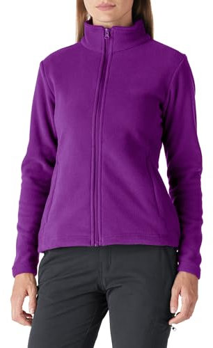 Outdoor Ventures Damen Fleecejacke mit Durchgehendem Reißverschluss Stehkragen Frauen Leichte Fleece Sweatjacke Warme Damenjacke für Laufen, Wandern und Freizeit Lila XL