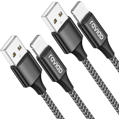 RAVIAD iPhone Charger Cable Lightning Cable 2Pack 1M Lightning Charger Nylon Braided Fast Charging Cable Lead for iPhone 11 Pro Max XR XS X 8 7 Plus 6s Plus 6 Plus 5s 5 SE 2020