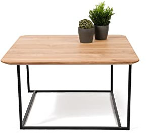 M2 Kollektion Couchtisch Block2, Eiche, wildeiche, Metall schwarz, 80x45x80