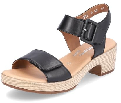 Remonte Damen Riemchensandalen D0N52, Frauen Sandalen,Sommerschuhe,Freizeitschuhe,offene Schuhe,Strandschuhe,Sandaletten,Absatz,schwarz (00),40 EU