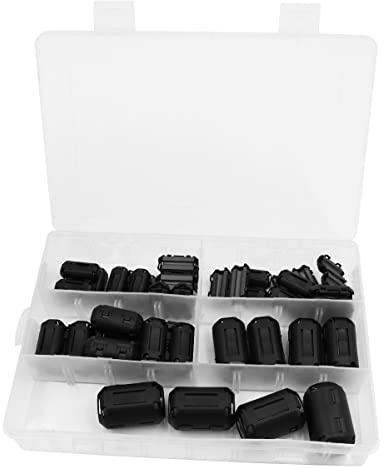 VOANZO 28 Stück Ferritring Core RFI EMI-Rauschunterdrücker Kabelclip für 0,11/0,19/0,27/0,35/0,51 Zoll Durchmesser Kabel