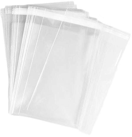 100PCS 8inch X 10inch/20cm x 25cm Clear Cello Cellophane Sweet Bags with Adhesive Closure Self Sealing OPP Treat Bag Pouches for Bread Candies Gift Packing Wedding Samples Storage