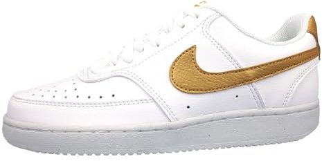 Nike Femme Court Vision Low Next Nature Sneaker, White Metallic Gold White, 36.5 EU