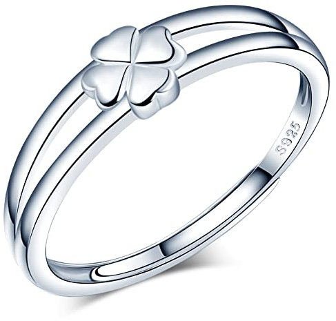 MicLee-Anillo de Mujer Amor Plata de Ley 925 Juego de Trébol Anillo Abierto Boda Compromiso Propuesta Aniversario Talla Ajustable