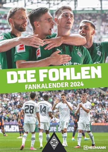N NEUMANN VERLAGE Borussia Mönchengladbach Wandkalender 2024, im Format 29,7 x 42 cm, Monatskalender, Fussballkalender mit Spielehighlights für wahre Fans