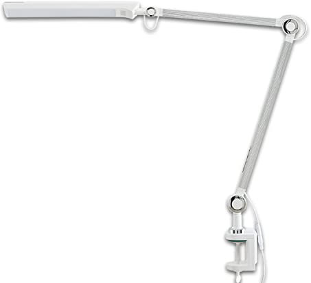 KHG LED-Klemmleuchte in weiß, Tischleuchte, dimmbar, 1-flammig, mit Touchpad, Farbtemperatur 3.000-6.500 K (Warmweiß, Neutralweiß, Tageslichtweiß), ideal für Wohnzimmer, Schlafzimmer und Büro