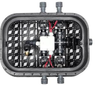 Wacredo Bewässerungsverteiler mit Premium Ventilbox | Anschlussmaterial | Verschraubungselemente | Magnetventile | Messing Druckluftanschluss mit Kugelhahn (Kugelhahn, 4 Stationen)