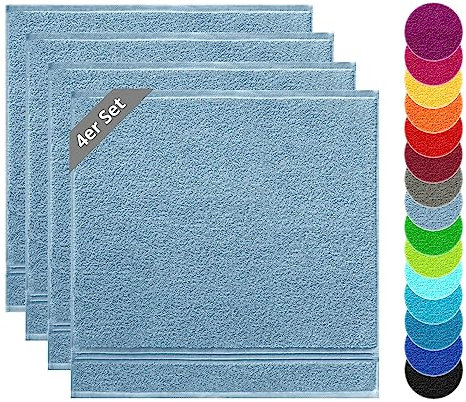 Lashuma Frottee Handtücher Küche Tauben - Blau, Linz 4tlg Küchenhandtücher Set 50x50cm