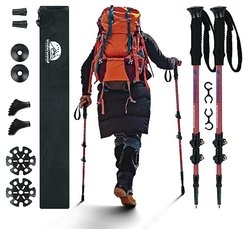 Nordic Walking Stick für Damen und Herren, Teleskop 2 Stück Wanderstöcke für Trekking, Aluminium Wanderstock, 60-135 cm Trekkingstöcke für Kinder, Adult, Verstellbar Wanderstöcke